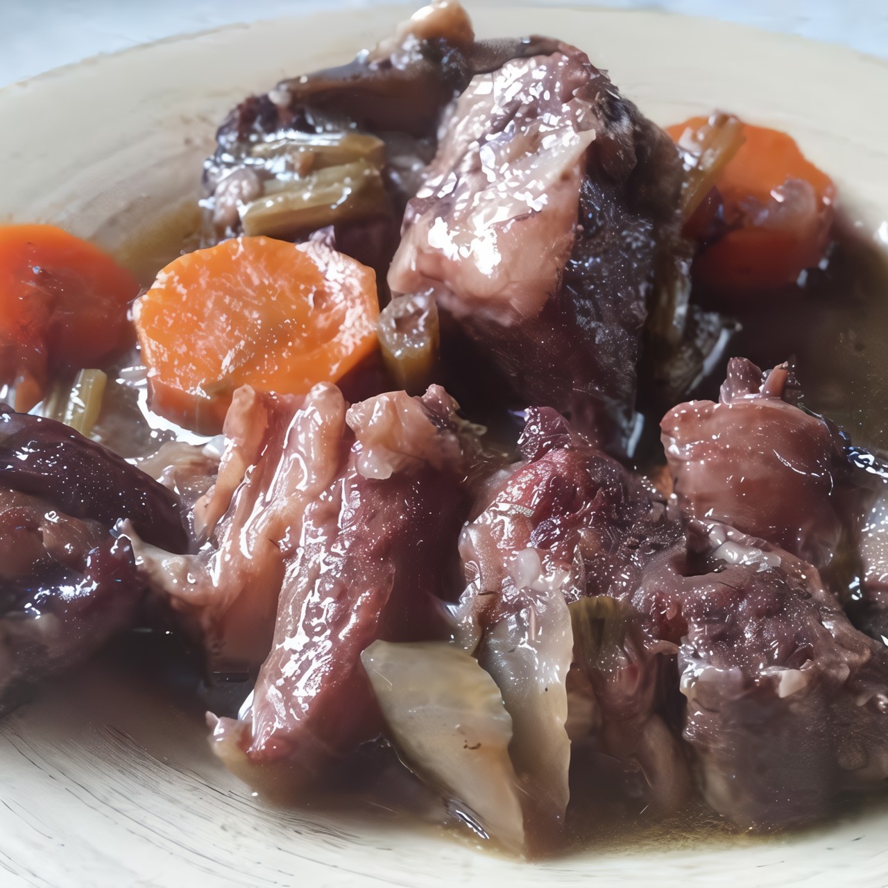 Говяжьи ребрышки в красном вине с черносмородиновым ликером