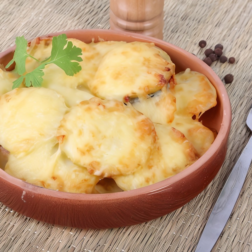 Гратен из батата со сливками и пармезаном