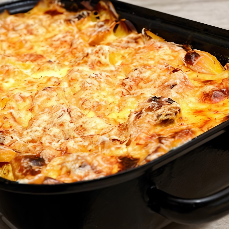 Гратен с яблоками, тыквой и пореем