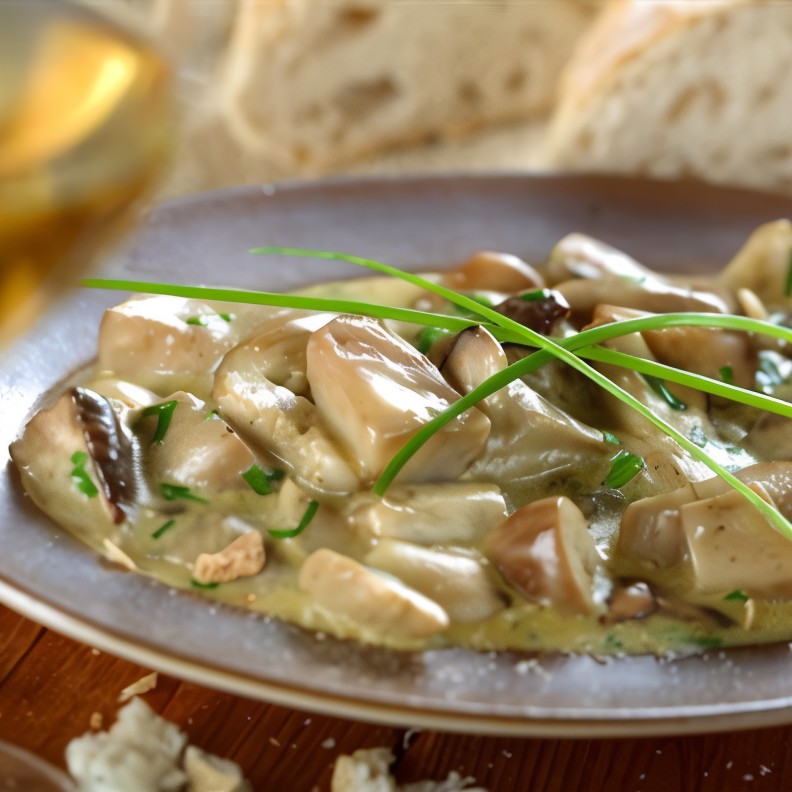 Грибы тушеные, в сливках