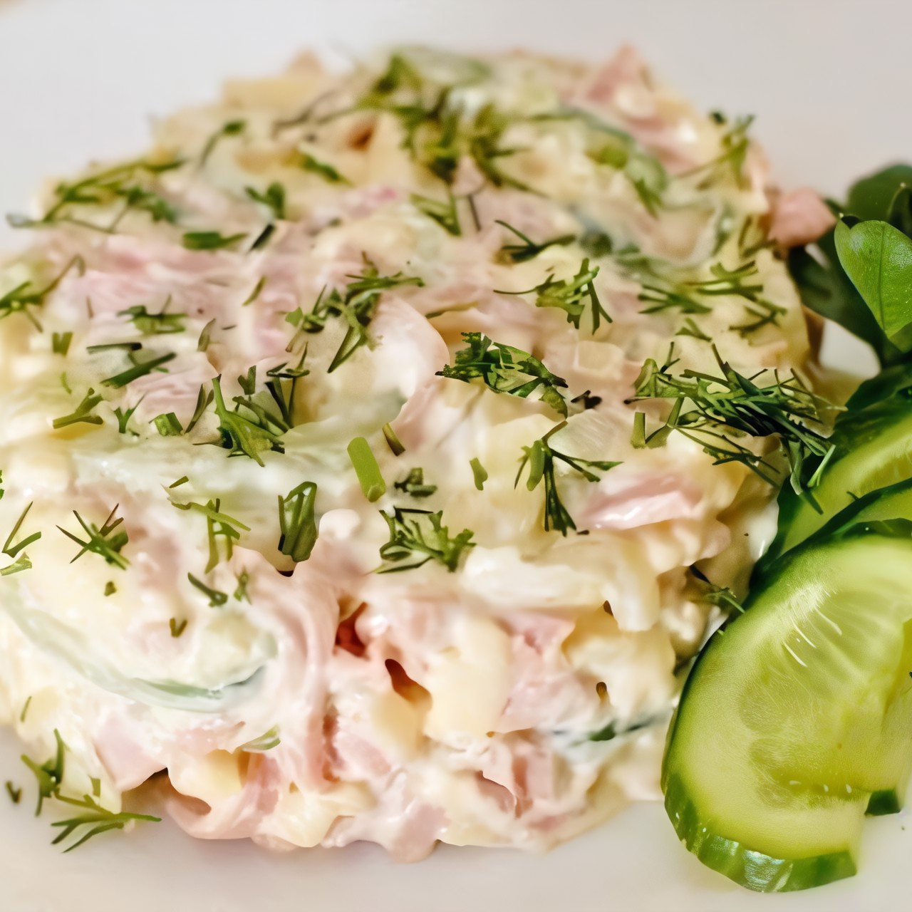 Грибной салат с ветчиной и сыром