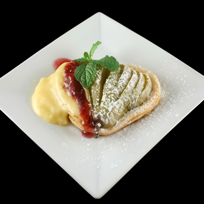 Груши в кампари с малиновым соусом и кремом из маскарпоне