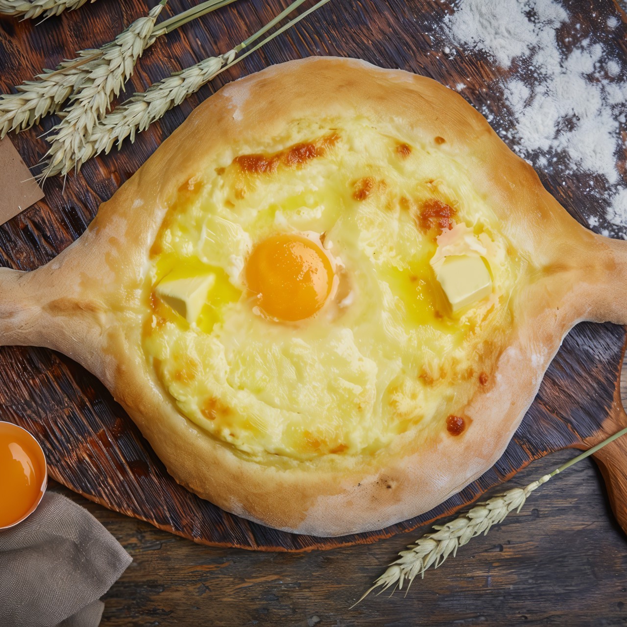 Хачапури по-аджарски на оливковом масле