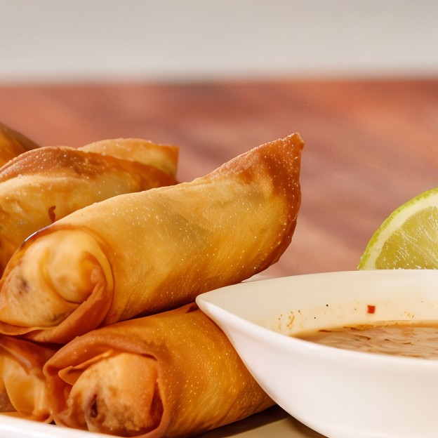 Хрустящие сигары с креветками и кокосовым соусом
