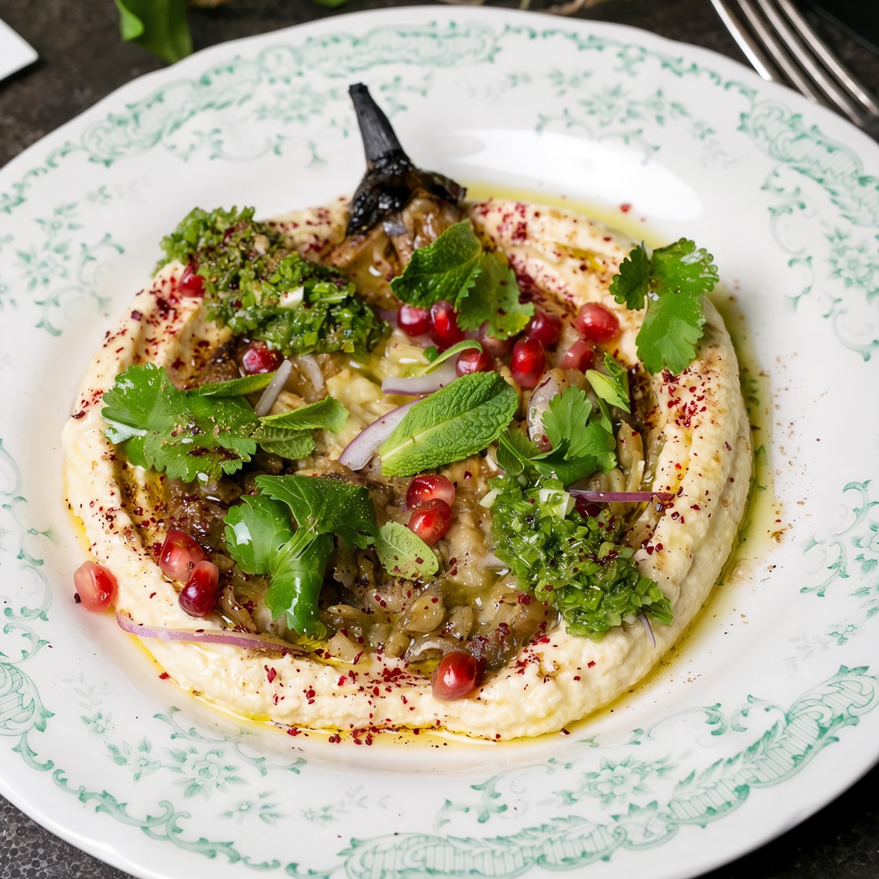 Хумус с запеченным баклажаном