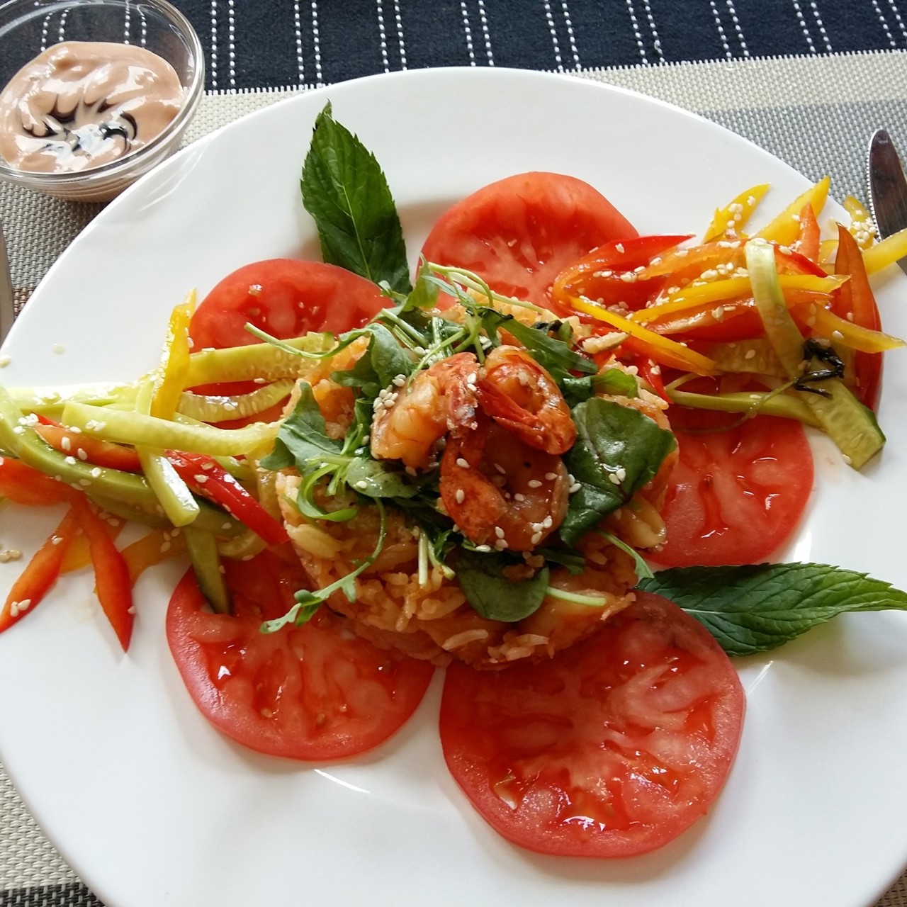 Имбирный «плов» с креветками