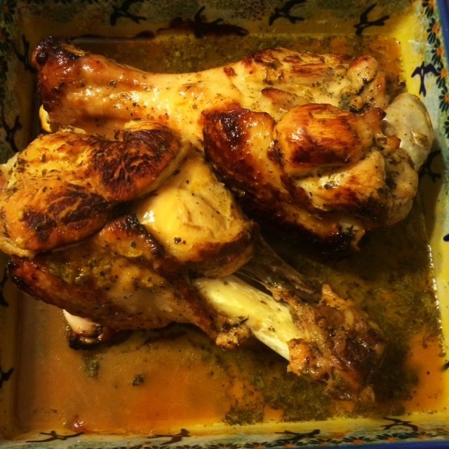 Индейка, запеченая в апельсиново-мятном маринаде