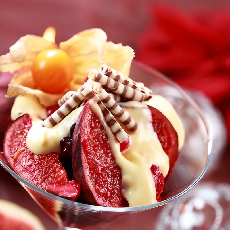 Инжир и малина в креме из лавандового меда