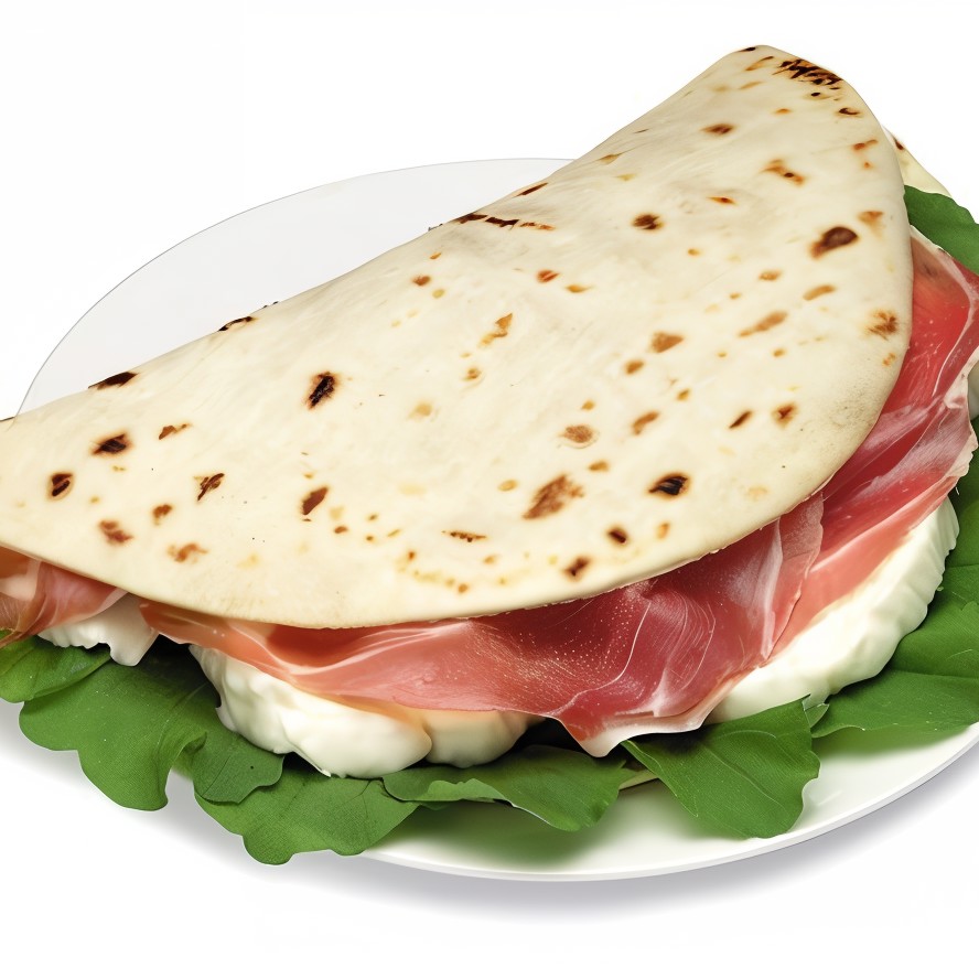 Итальянские лепешки с сыром, прошутто и рукколой на гриле