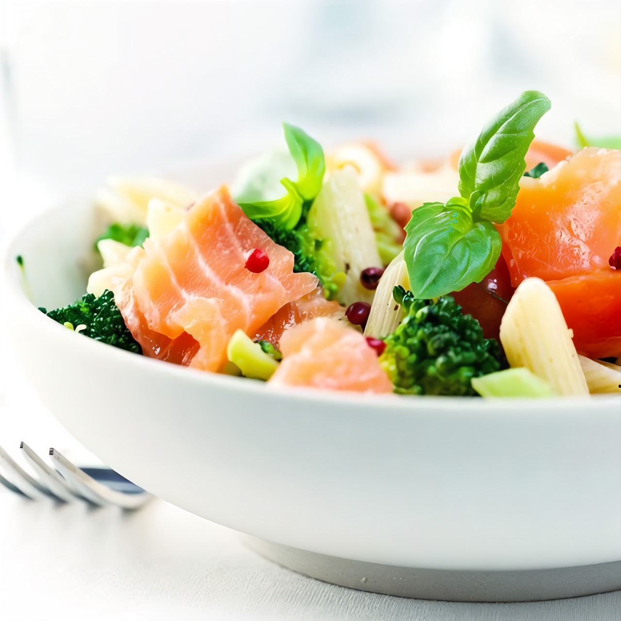 Итальянский салат из пенне и семги