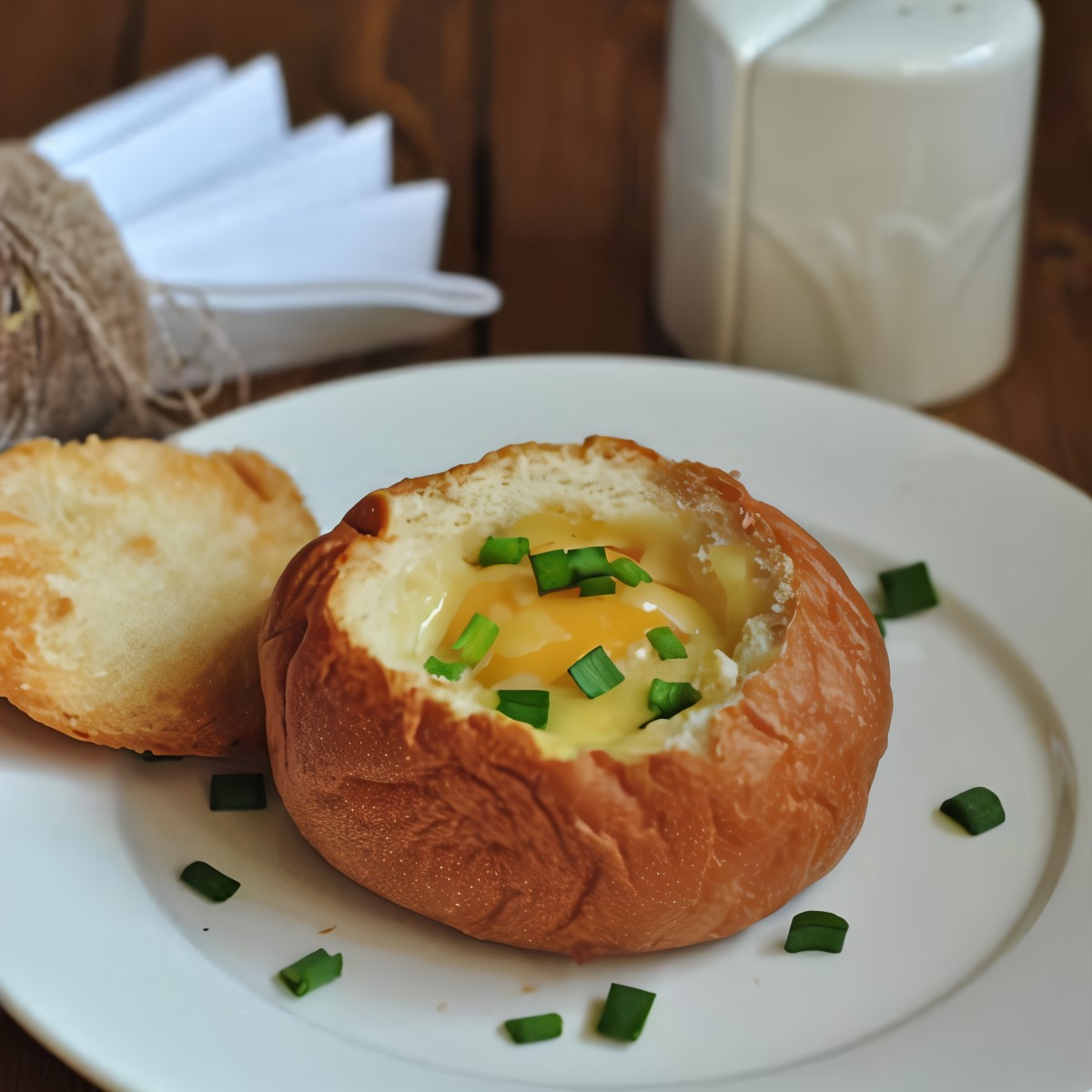 Яичница в булке с ветчиной