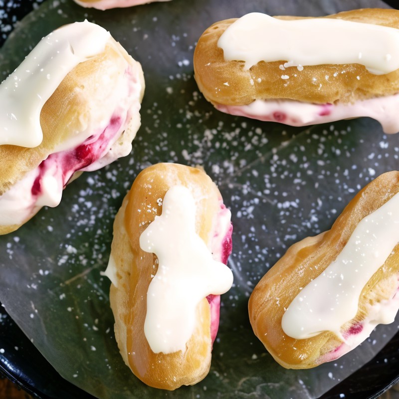 Эклеры с малиновым кремом и белым шоколадом