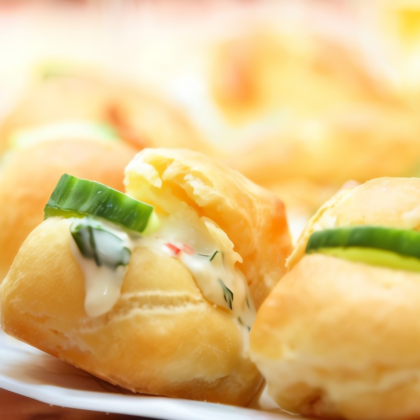 Эклеры со сливочным кремом из копченого лосося с зеленью