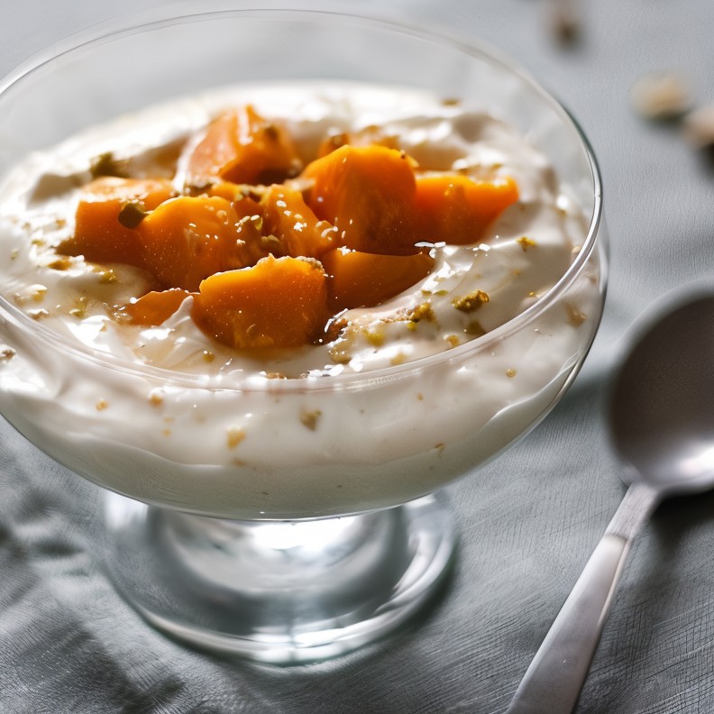 Йогуртовое парфе с медовым манго и фисташками