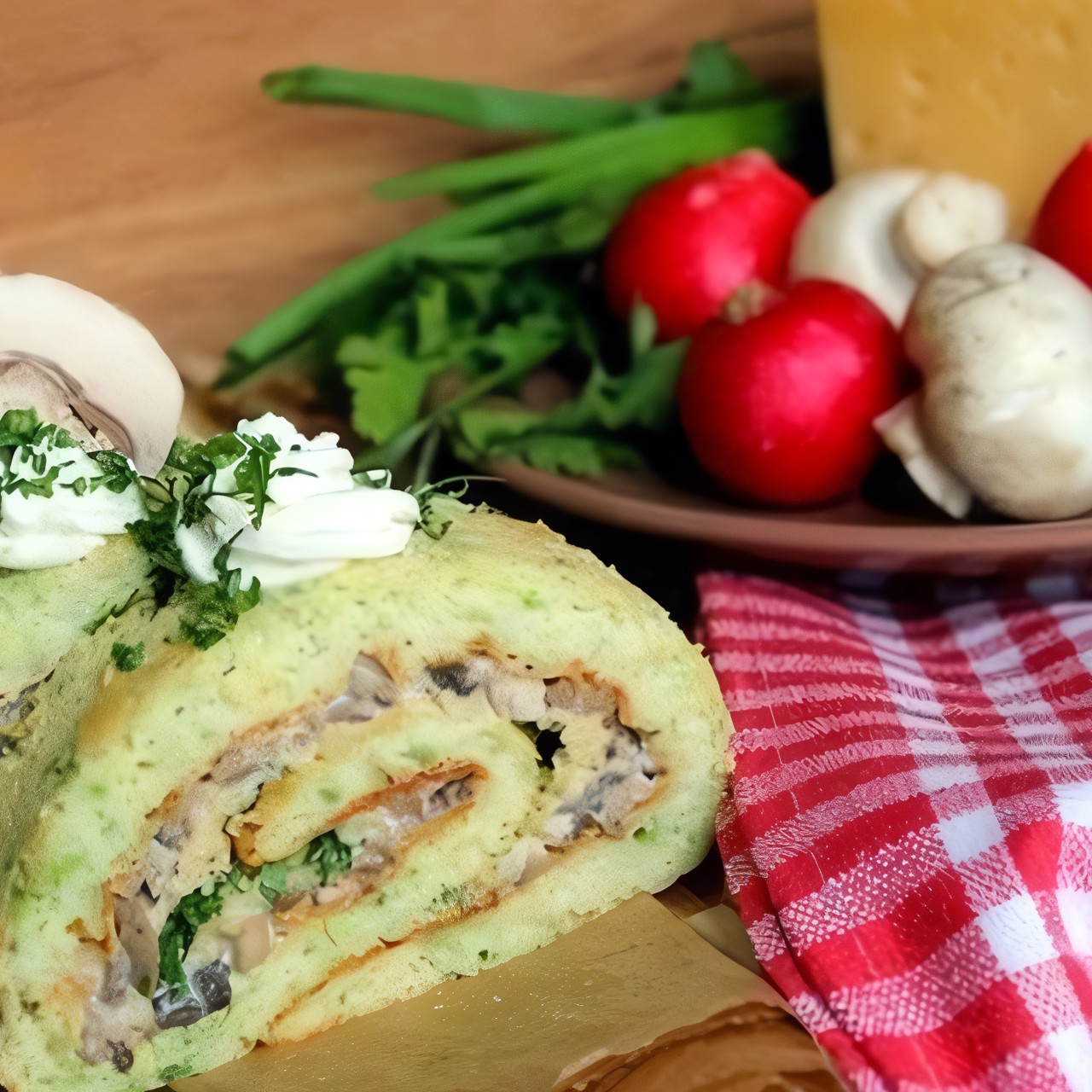 Кабачковый рулет с грибами