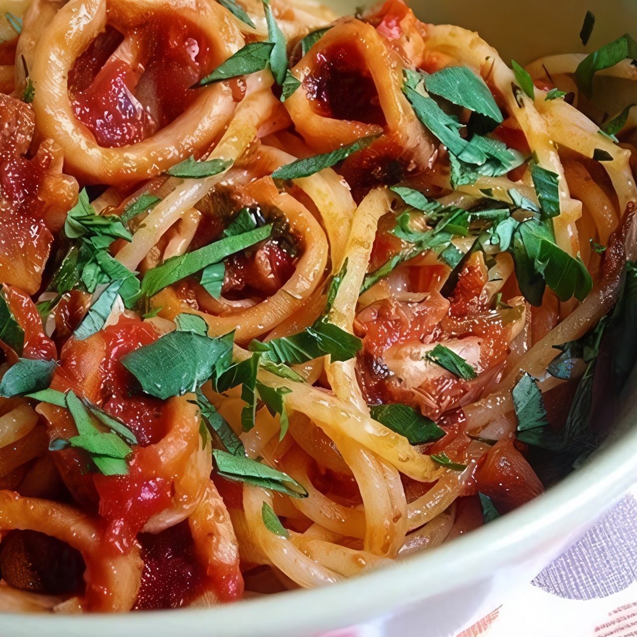 Кальмары, тушеные с овощами