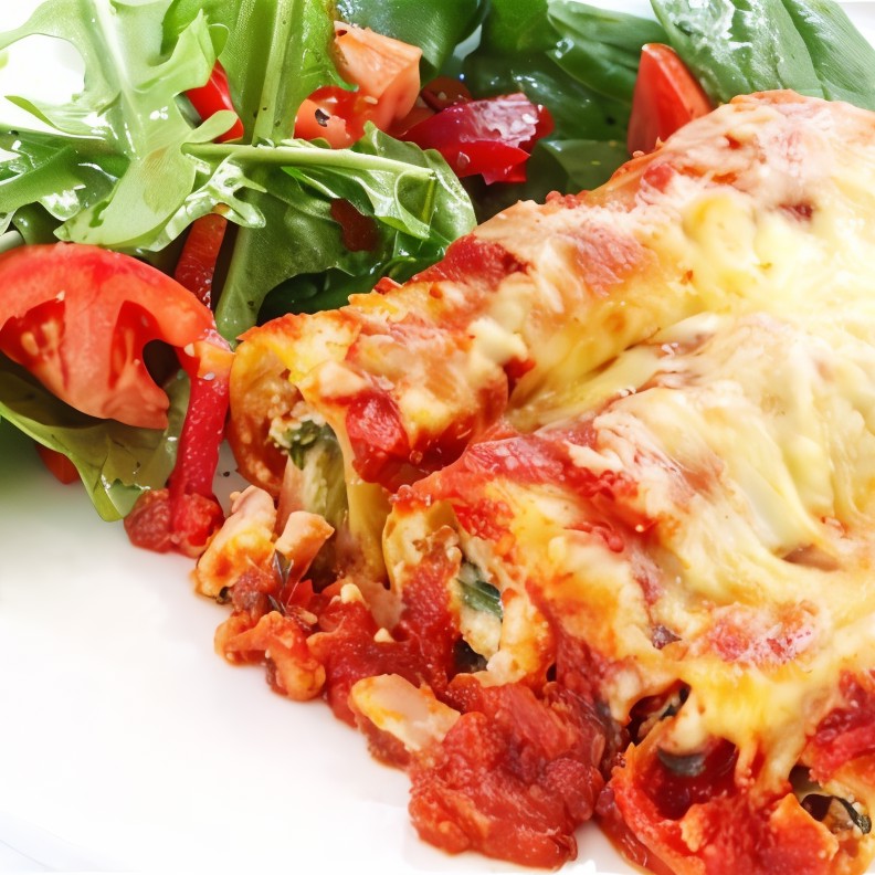 Каннеллони с тунцом, грибами и яйцами