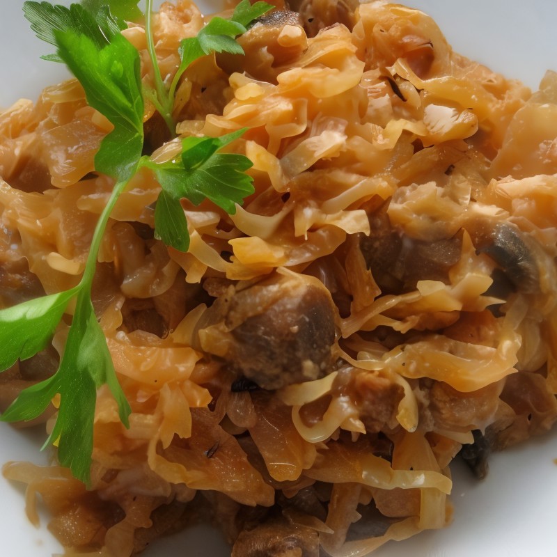 Капуста, обжаренная с грибами