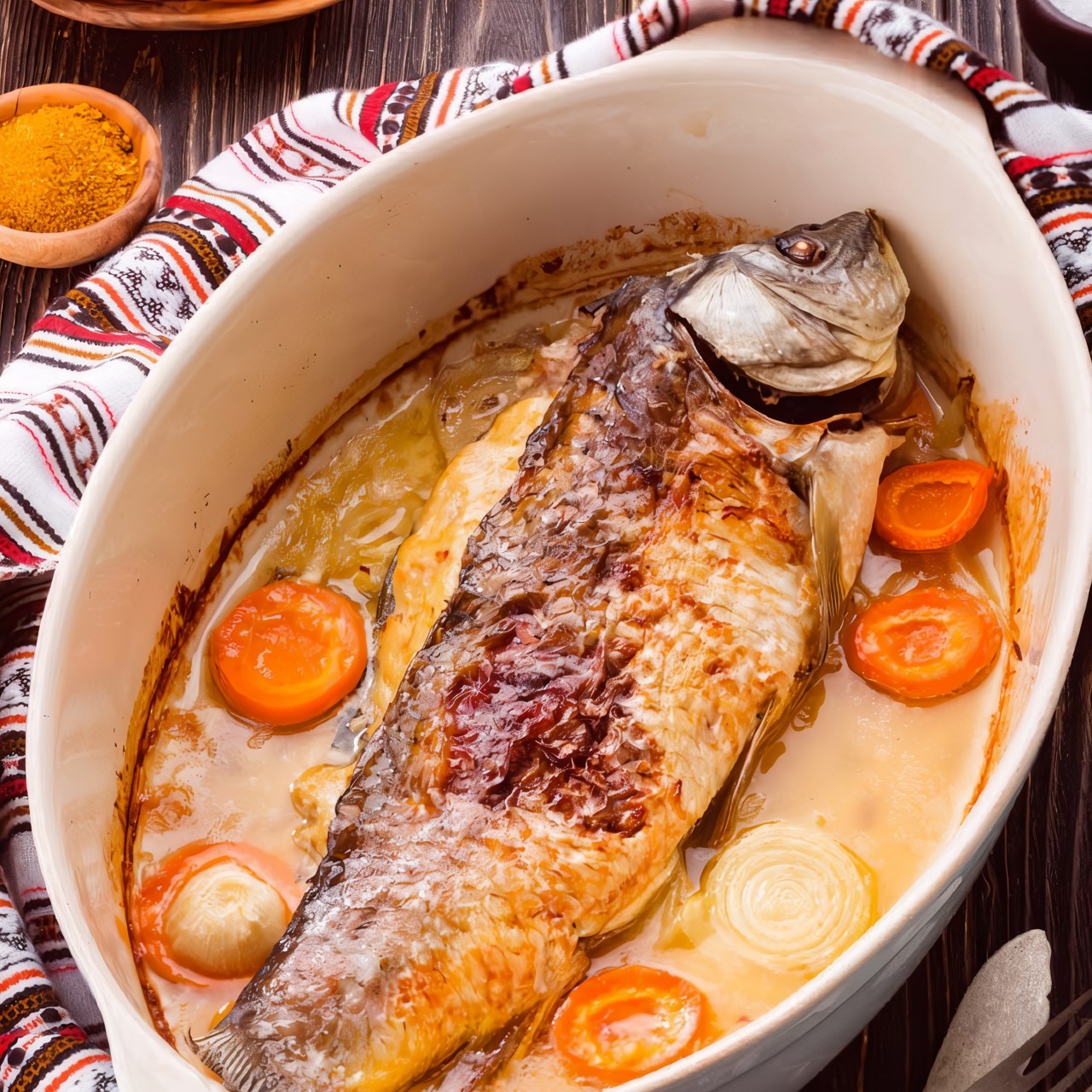 Карп, фаршированный целиком