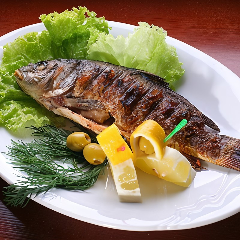 Карп, запеченый с имбирем и сметаной