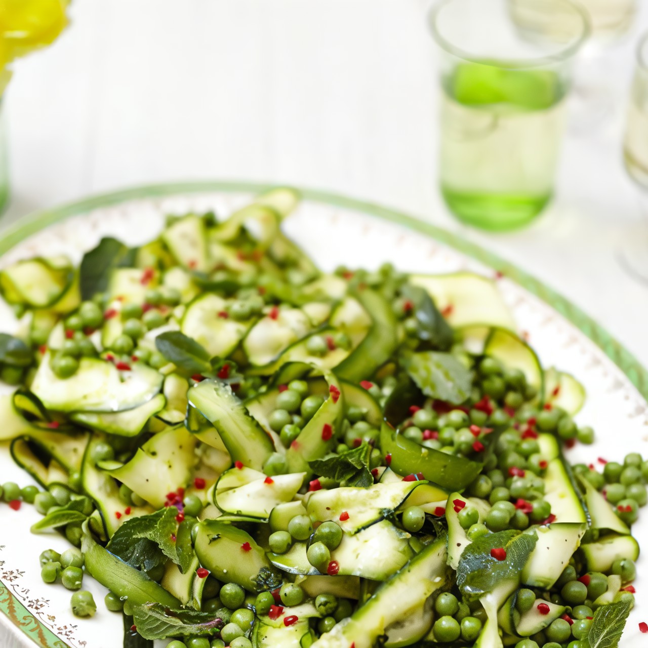 Карпаччо из цукини с зеленым горошком