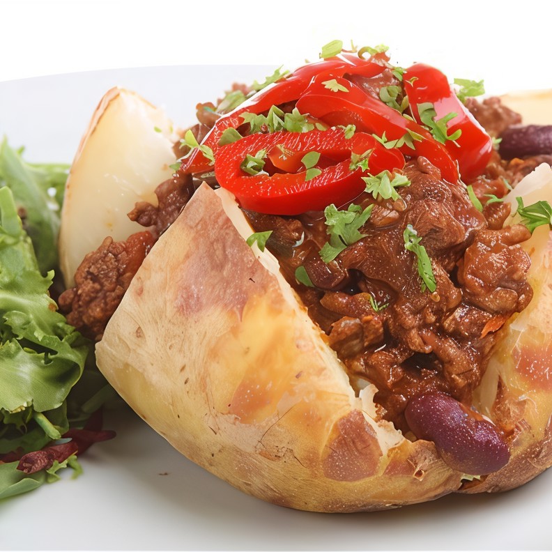 Картофель, фаршированный мясом и зеленью