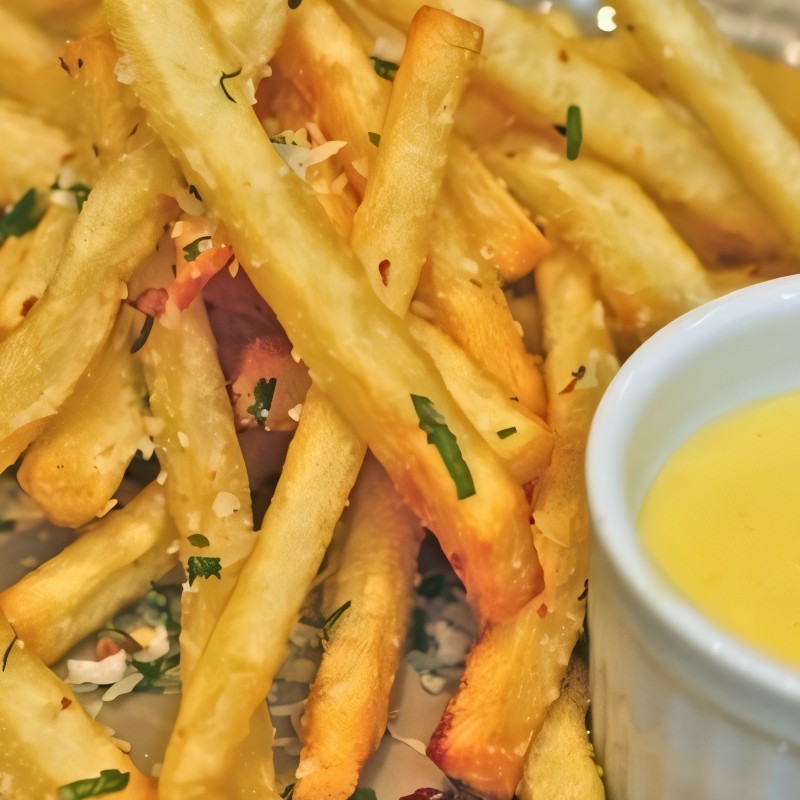 Картофель фри с чесноком и красным перцем