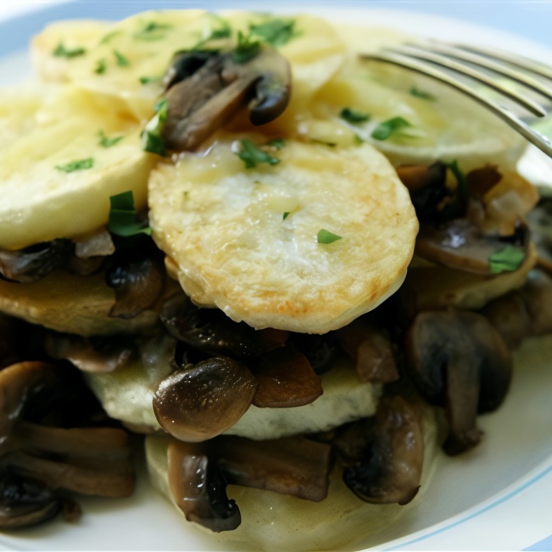 Картофель тушеный, со свежими грибами