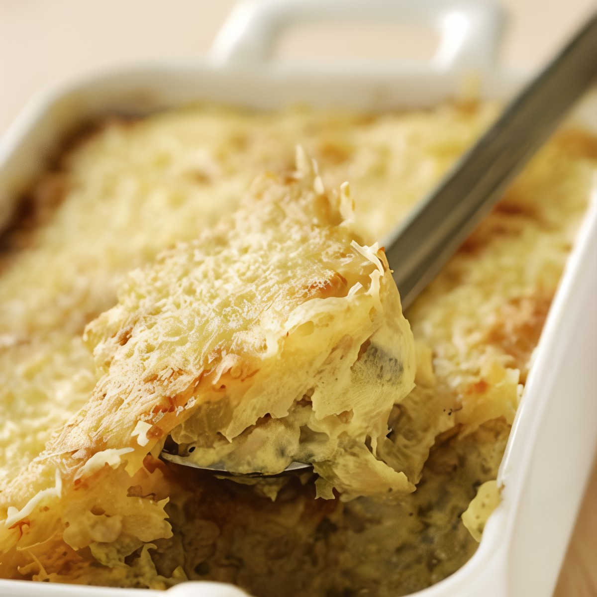 Картофельная запеканка с жареным пореем и тимьяном