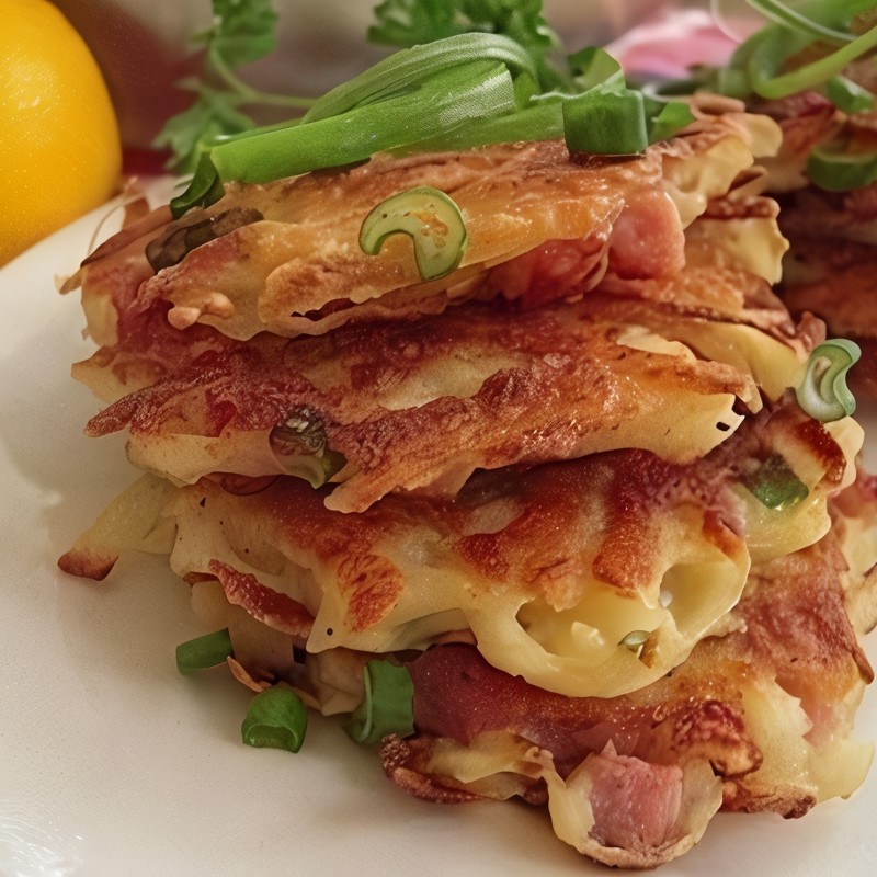 Картофельные драники с колбасой