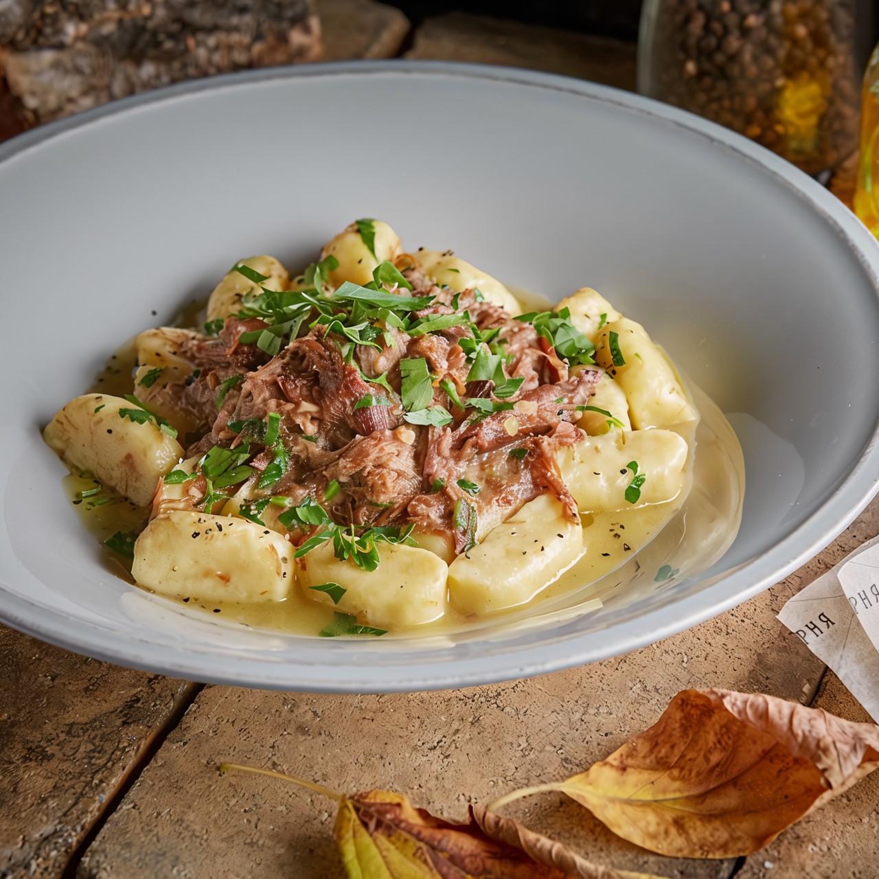 Картофельные ньокки с томленой уткой