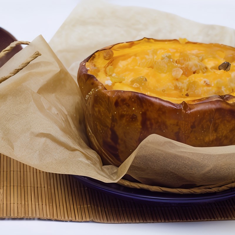 Каша гурьевская, запеченная в тыкве