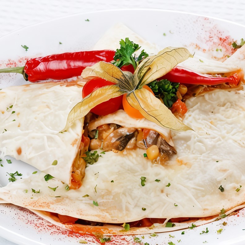 Кесадилья с цукини, черной фасолью и кукурузой