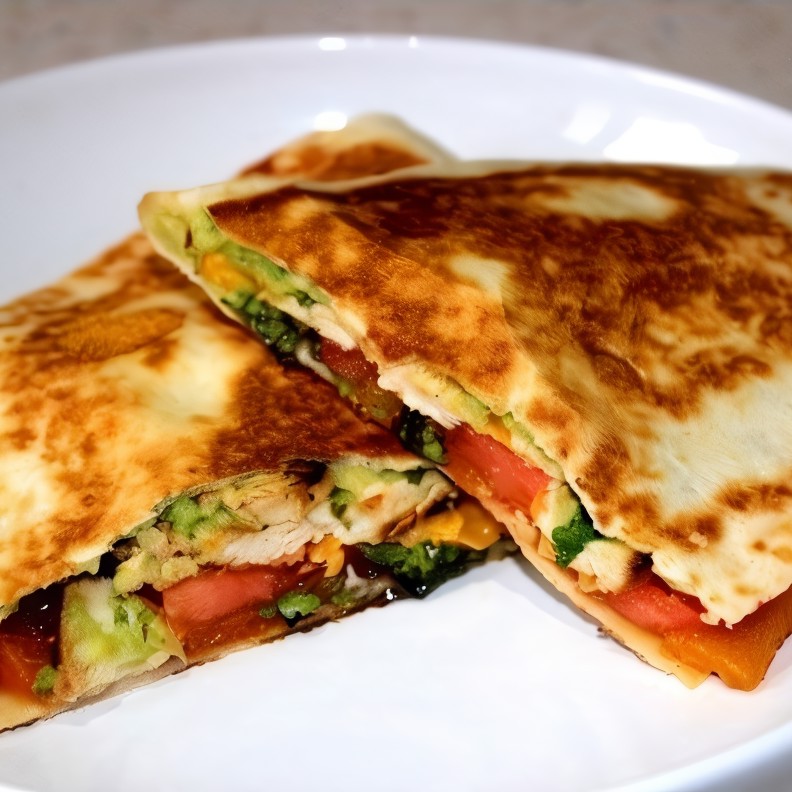 Кесадилья с гуакомоле и печеным перцем