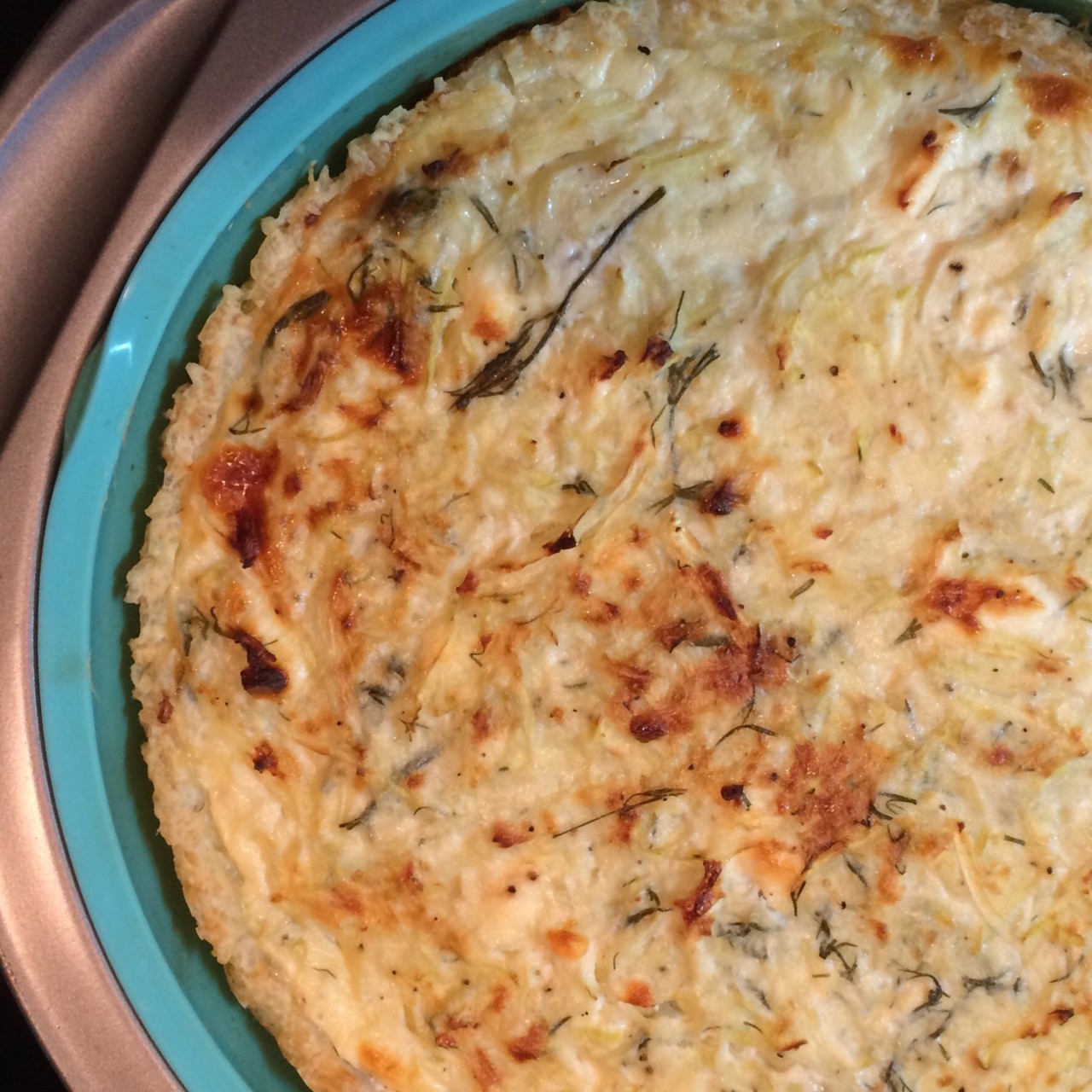 Киш с цукини и фетой в тесте из коричневого риса