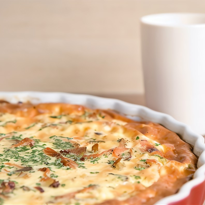 Киш с карамелизованным луком и прошутто