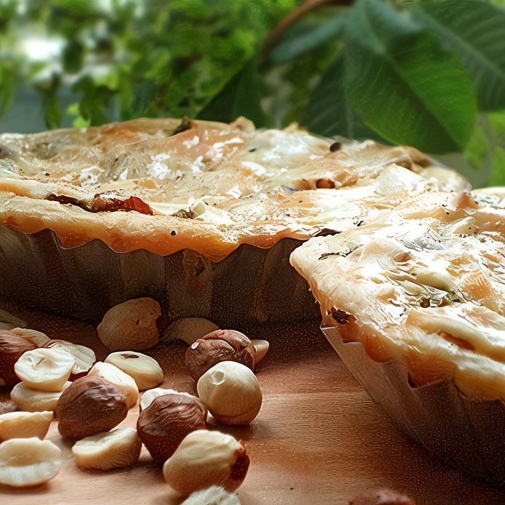 Киш с козьим сыром и лесными орехами