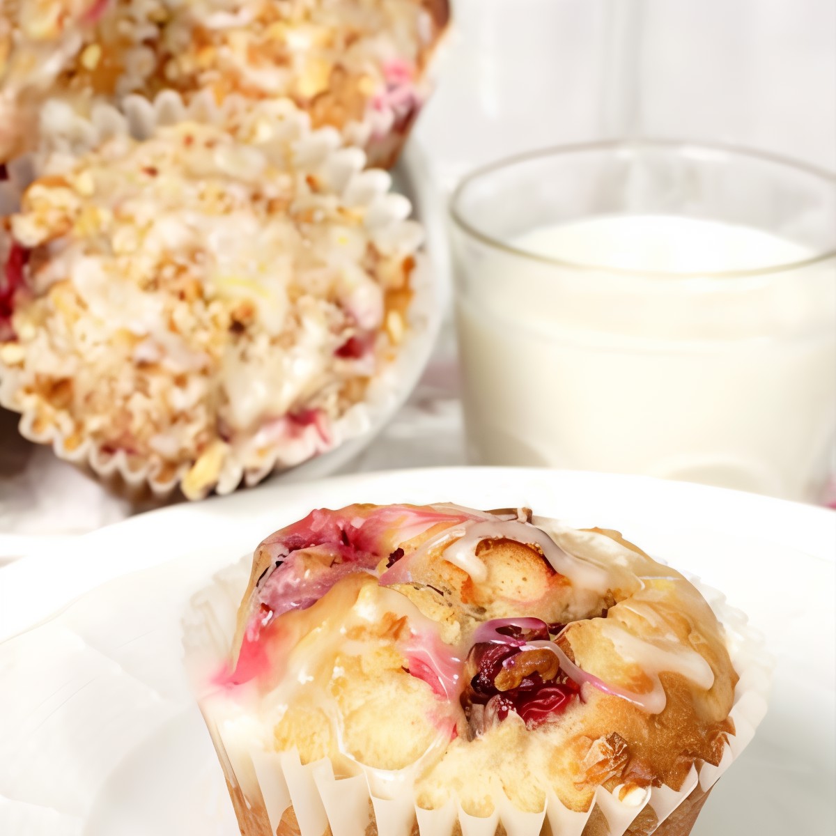 Клюквенные маффины с апельсиновой цедрой в белой апельсиновой глазури