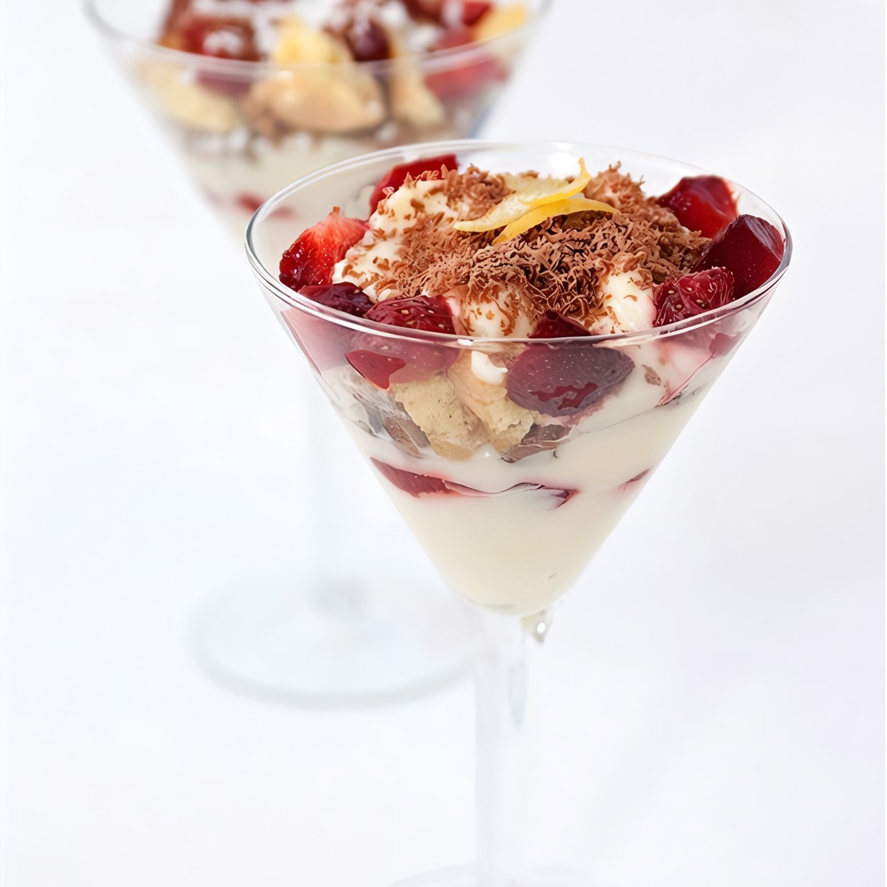 Клубничный десерт с портвейном и маскарпоне