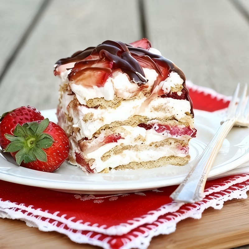 Клубничный слоеный десерт из сливок