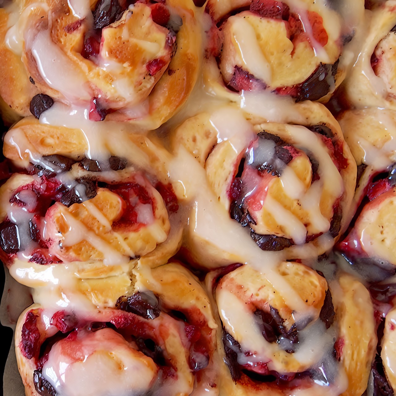 Клубнично-шоколадные роллы с ягодным кремом