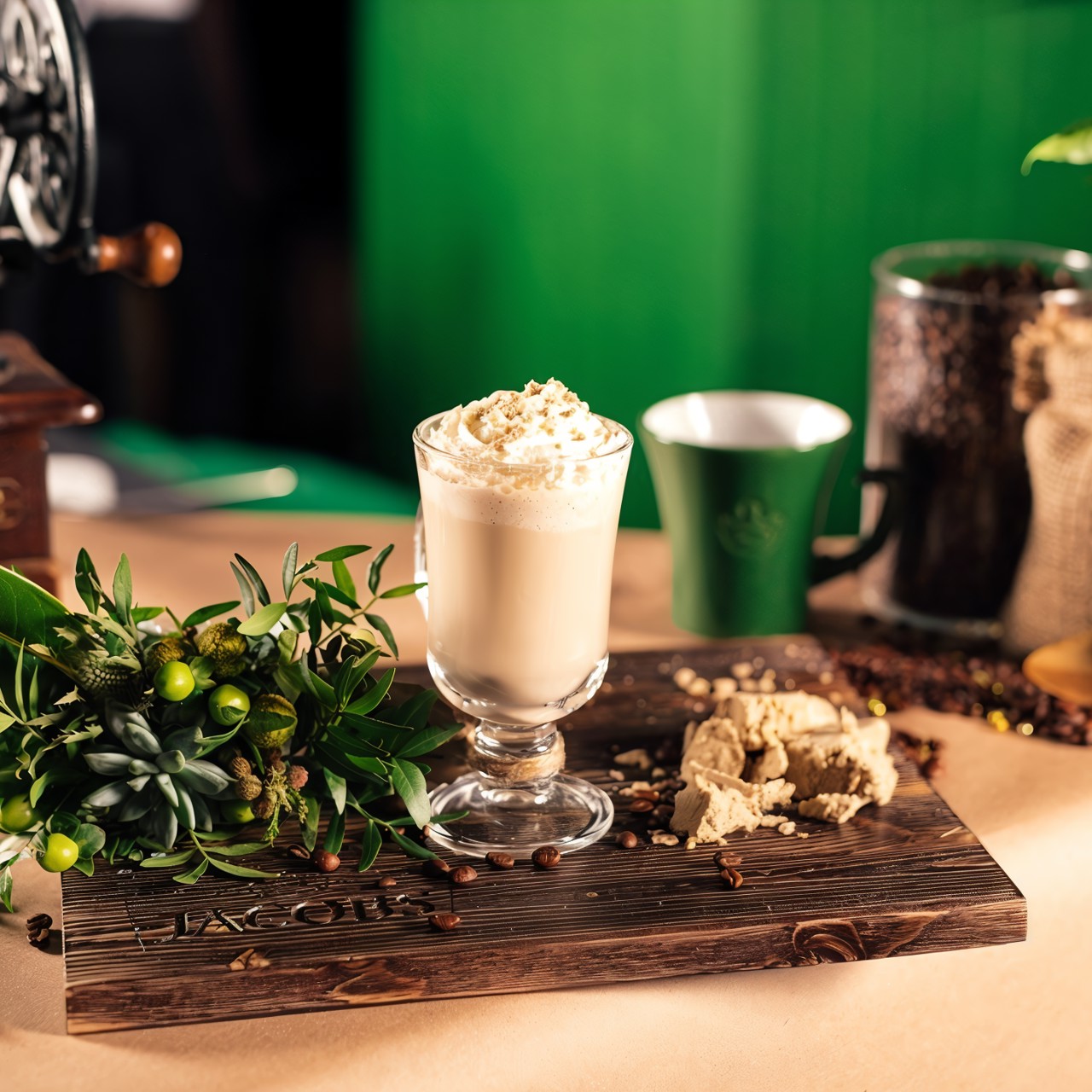 Кофейный коктейль с имбирем, корицей и персиком