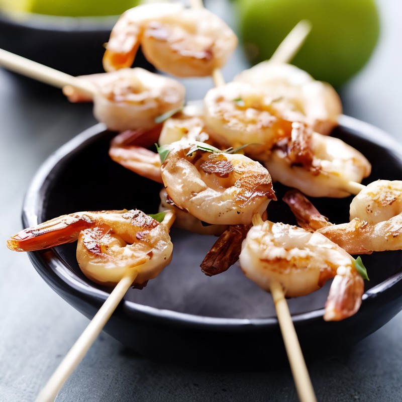 Кокосово-лаймовые острые шашлычки из креветок