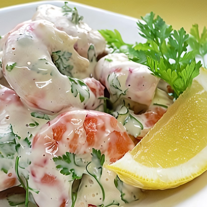 Королевские креветки в сметанном соусе