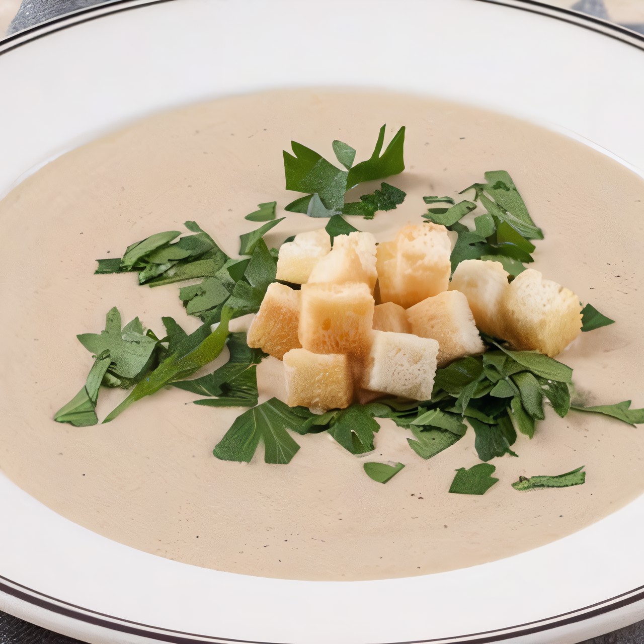 Крем-суп из белых грибов с трюфельными крутонами