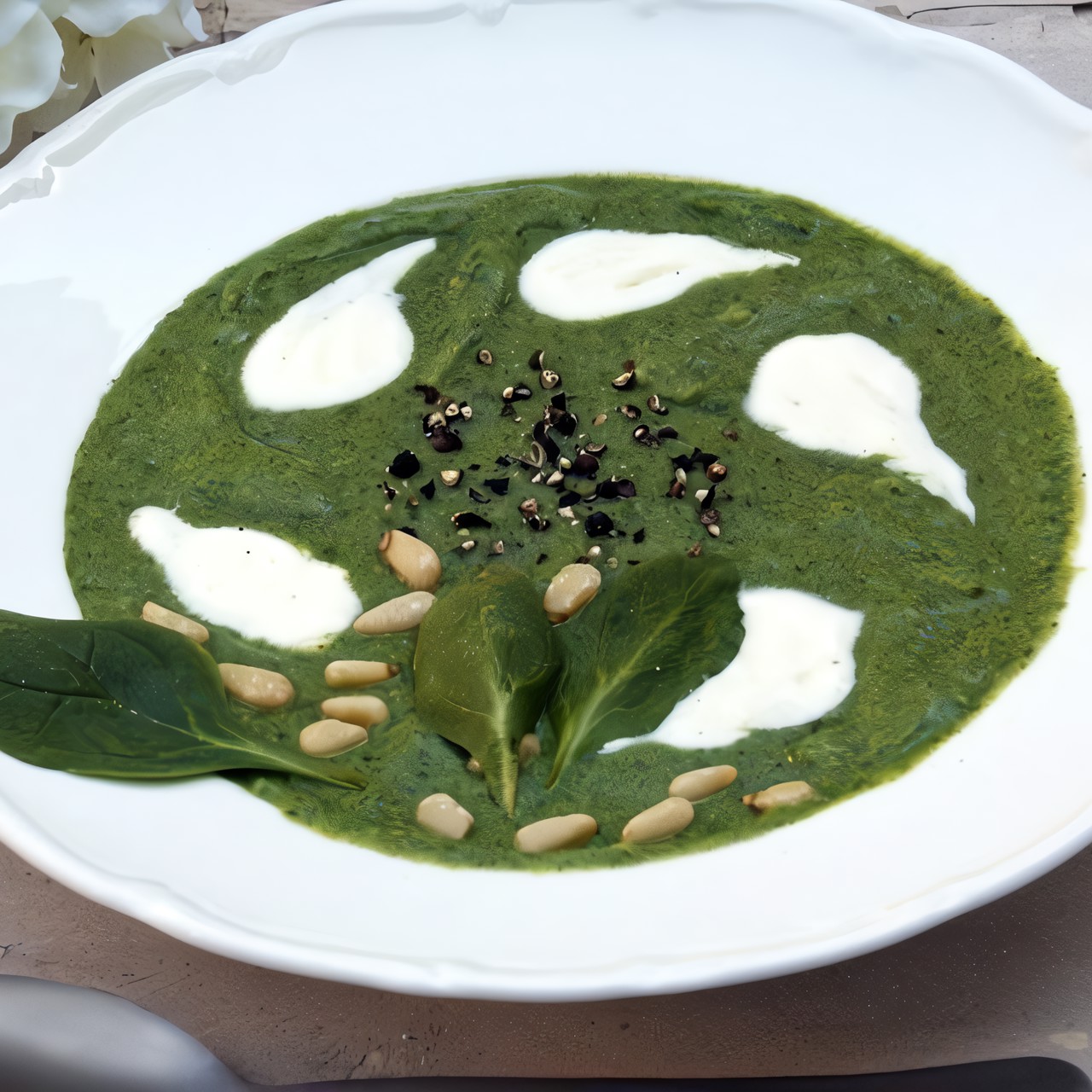 Крем-суп из шпината с имбирем