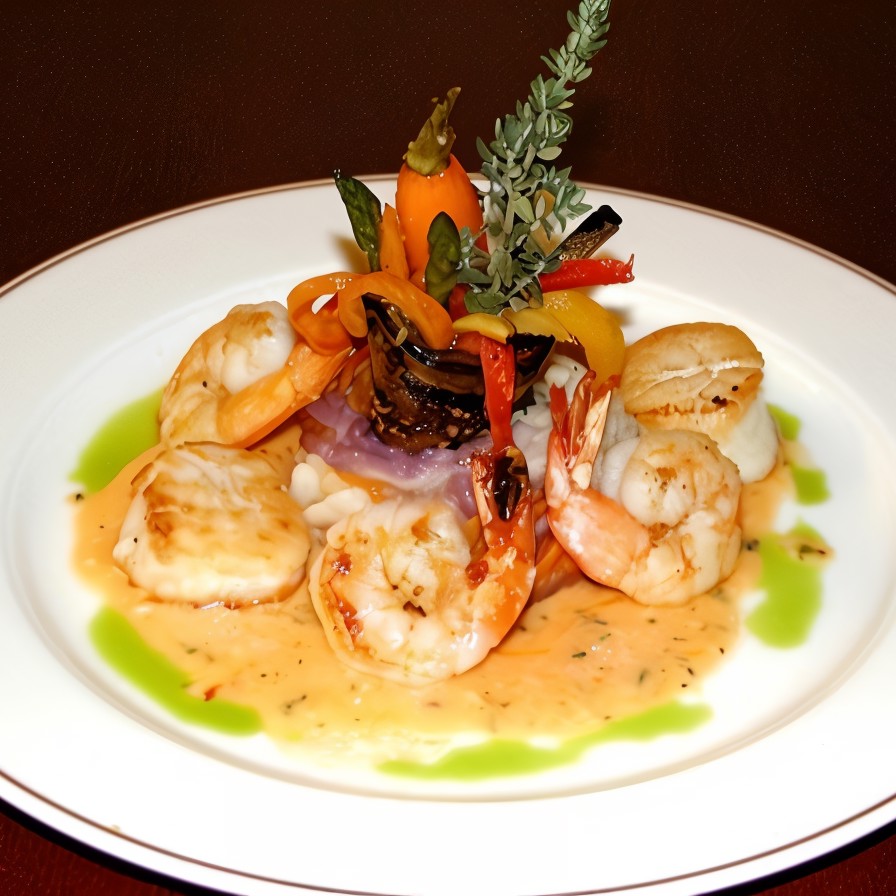 Креветки и морские гребешки в медовом маринаде