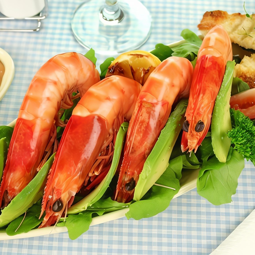 Креветки на гриле с соусом из авокадо и чили