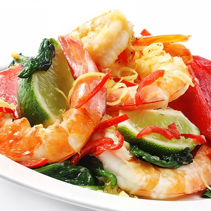 Креветки со шпинатом