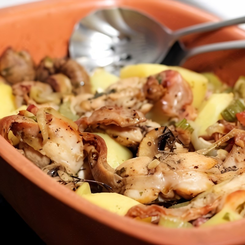 Кролик с грибами в горшочке